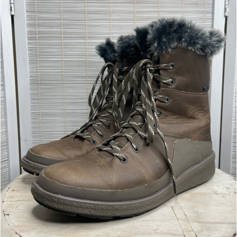 Merrell Tremblant Ezra Faux Fur Waterproof Brown Winter Boots Size 7.5